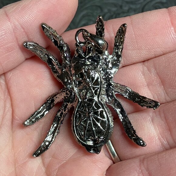 Blingy AB and Purple Rhinestone Tarantula Spider Pendant Ornament Halloween Jewe - Picture 4 of 6